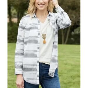 Matilda Jane Gray Striped Button Down Shirt